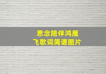 思念陪伴鸿雁飞歌词简谱图片