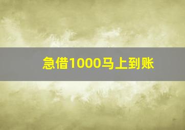 急借1000马上到账