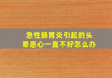 急性肠胃炎引起的头晕恶心一直不好怎么办