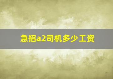 急招a2司机多少工资