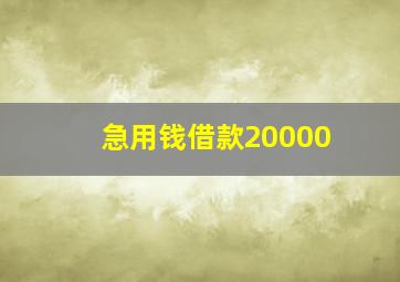 急用钱借款20000