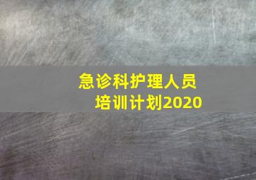 急诊科护理人员培训计划2020