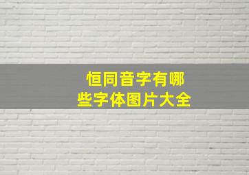 恒同音字有哪些字体图片大全