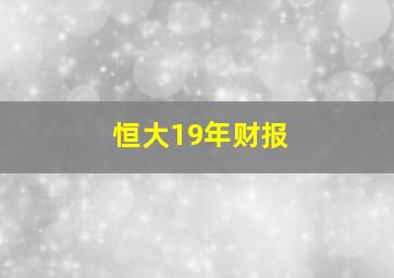 恒大19年财报