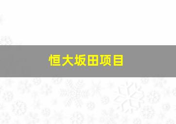 恒大坂田项目