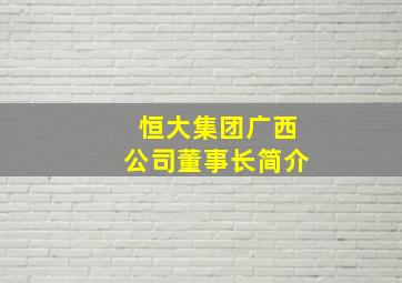 恒大集团广西公司董事长简介