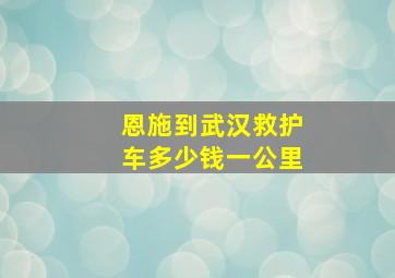 恩施到武汉救护车多少钱一公里