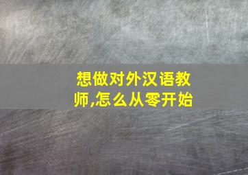 想做对外汉语教师,怎么从零开始