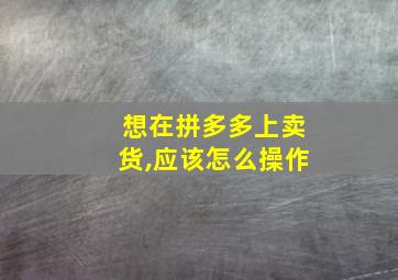 想在拼多多上卖货,应该怎么操作