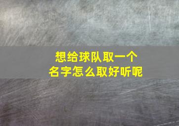 想给球队取一个名字怎么取好听呢