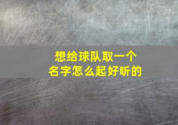 想给球队取一个名字怎么起好听的