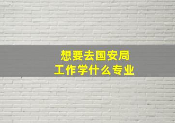 想要去国安局工作学什么专业