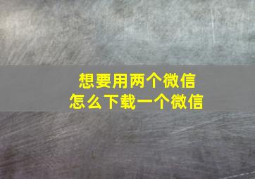 想要用两个微信怎么下载一个微信