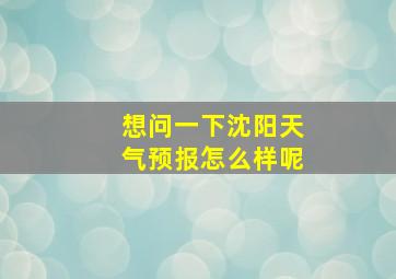 想问一下沈阳天气预报怎么样呢