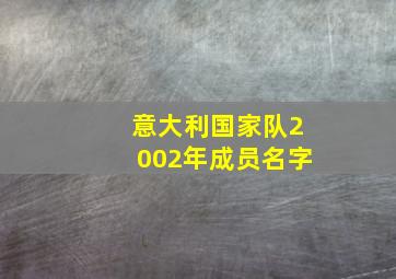 意大利国家队2002年成员名字