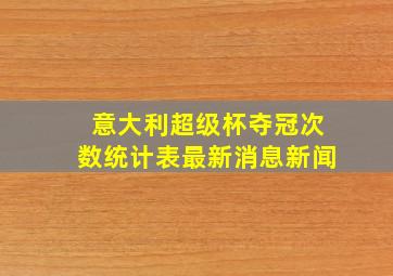 意大利超级杯夺冠次数统计表最新消息新闻