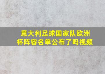 意大利足球国家队欧洲杯阵容名单公布了吗视频