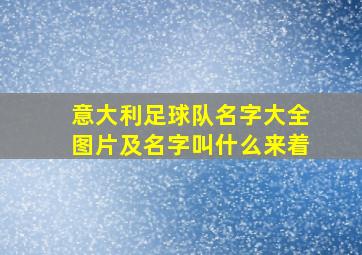 意大利足球队名字大全图片及名字叫什么来着