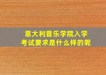 意大利音乐学院入学考试要求是什么样的呢