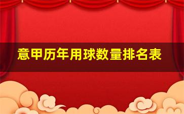 意甲历年用球数量排名表