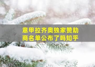 意甲拉齐奥独家赞助商名单公布了吗知乎