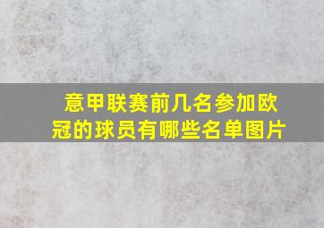 意甲联赛前几名参加欧冠的球员有哪些名单图片