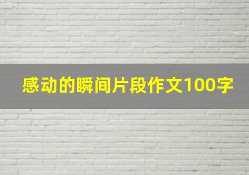 感动的瞬间片段作文100字