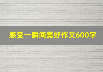 感受一瞬间美好作文600字