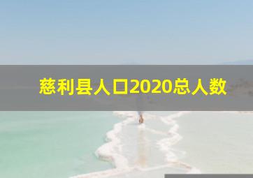 慈利县人口2020总人数