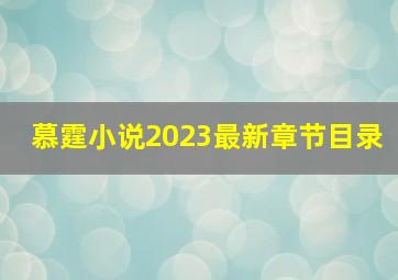 慕霆小说2023最新章节目录