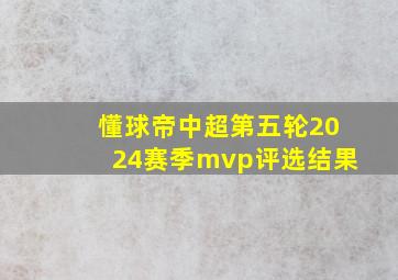 懂球帝中超第五轮2024赛季mvp评选结果