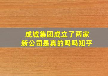 成城集团成立了两家新公司是真的吗吗知乎