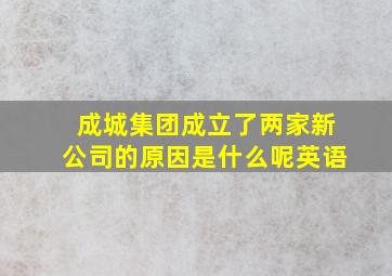 成城集团成立了两家新公司的原因是什么呢英语