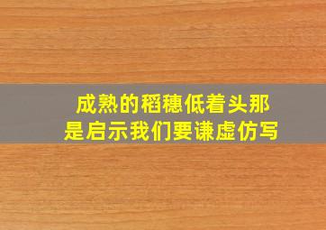 成熟的稻穗低着头那是启示我们要谦虚仿写