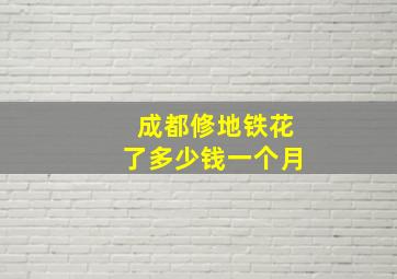 成都修地铁花了多少钱一个月