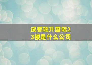 成都瑞升国际23楼是什么公司