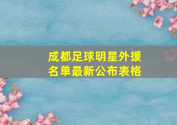 成都足球明星外援名单最新公布表格