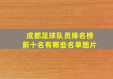 成都足球队员排名榜前十名有哪些名单图片