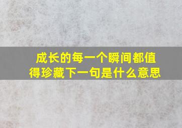 成长的每一个瞬间都值得珍藏下一句是什么意思