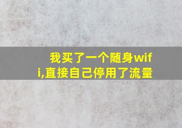 我买了一个随身wifi,直接自己停用了流量