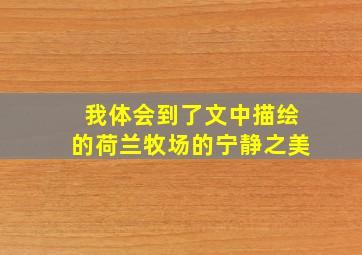 我体会到了文中描绘的荷兰牧场的宁静之美