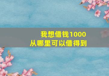 我想借钱1000从哪里可以借得到