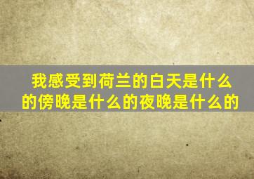 我感受到荷兰的白天是什么的傍晚是什么的夜晚是什么的