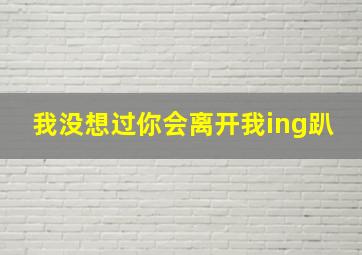 我没想过你会离开我ing趴