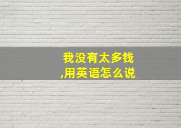 我没有太多钱,用英语怎么说