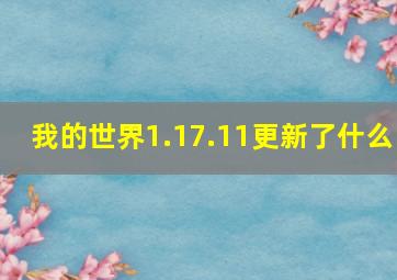 我的世界1.17.11更新了什么