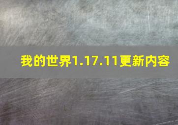 我的世界1.17.11更新内容