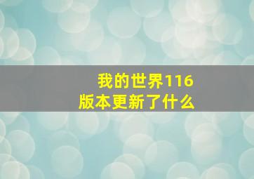 我的世界116版本更新了什么