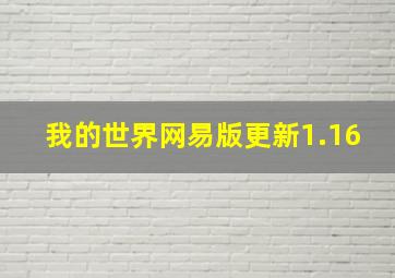 我的世界网易版更新1.16