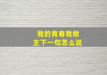 我的青春我做主下一句怎么说